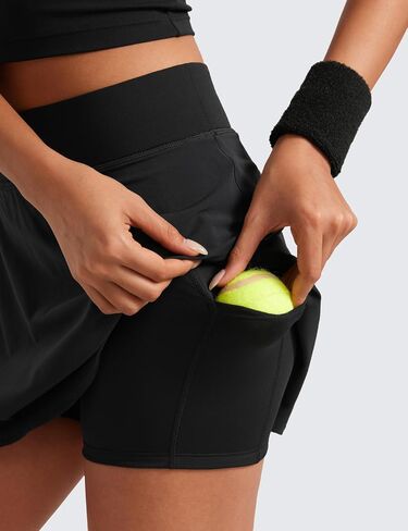 تنورة تنس CRZ اليوغا للنساء عالية الخصر غولف المخلل Athletic Admitic A Skorts مع جيوب in Kuwait