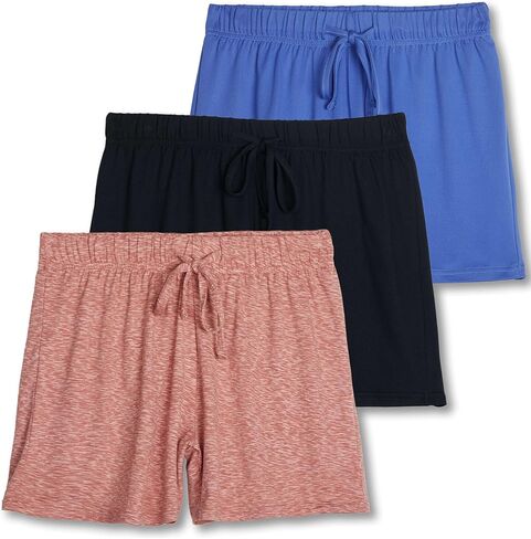 Real Essentials 3 Pack: Womens Ultra-Soft Comfy Stretch Pajama Lounge Shorts Elegant Sleepwear(Available In Plus Size) in Kuwait