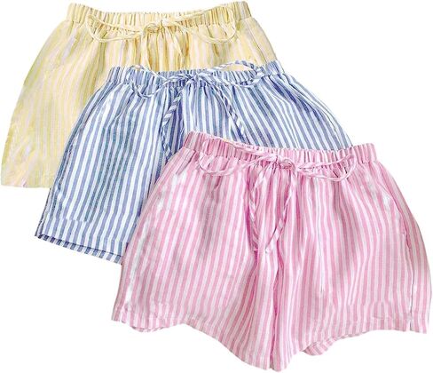 MakeMeChic Women's 3 Pack Linen Shorts Summer Comfy Sleep Pajama Boxer Shorts in Saudi Arabia