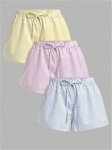 MakeMeChic Women's 3 Pack Linen Shorts Summer Comfy Sleep Pajama Boxer Shorts in Saudi Arabia