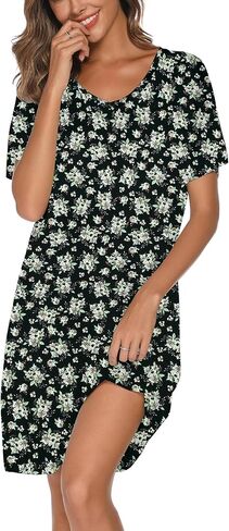 Nightgowns for Women Soft Cotton Sleep Shirts Short Sleeve Sleepwear S-XXL in Saudi Arabia