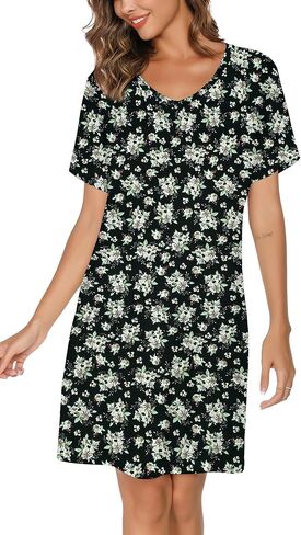 Nightgowns for Women Soft Cotton Sleep Shirts Short Sleeve Sleepwear S-XXL in Saudi Arabia