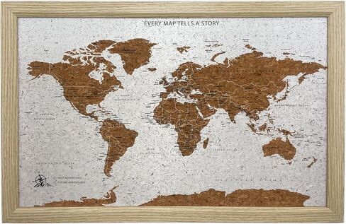 خريطة الخريطة العالمية PIN PORE MAP Frame Black Frame | pinboard مؤطرة | التصميم الخشبي كورك | شملت دبابيس الدفع | ديكور مخصص للمنزل للمسافرين in Kuwait