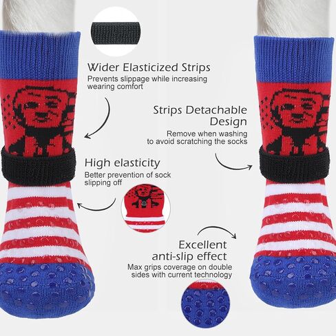 Expawlorer 4pcs الجوارب المضادة للانزلاق-الجوارب المزدوجة الجانبية غير القابلة للانزلاق من الخشب الصلب ، منع اللعق ، الجوارب الكلاب ، أحذية الكلاب للرصيف الساخن/البارد in Kuwait