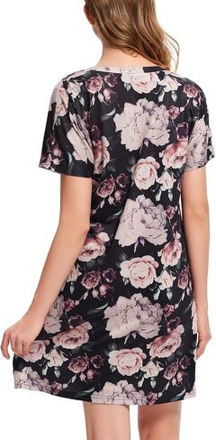 Nightgowns for Women Soft Cotton Sleep Shirts Short Sleeve Sleepwear S-XXL in Kuwait