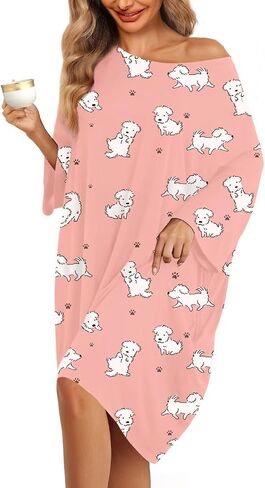 KFUBUO Plus Size Nightgowns for Women Oversized Sleep Tshirts Dress Short Sleeves Sleepwear With Pocket Fit S-5XL in Saudi Arabia