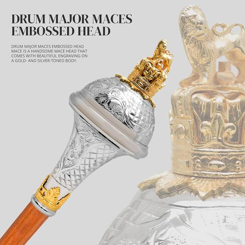 American Maces, Drum Major Maces Parade Stick Malacca Cane with Chain in Saudi Arabia