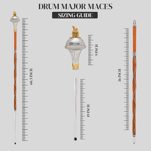 American Maces, Drum Major Maces Parade Stick Malacca Cane with Chain in Saudi Arabia