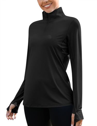 Luyaa Womens 1/4 zip upf 50+ Sun Shirt spf spf long longweight خفيفة الوزن الحماية من الملابس المشي لمسافات طويلة في الهواء الطلق in Saudi Arabia