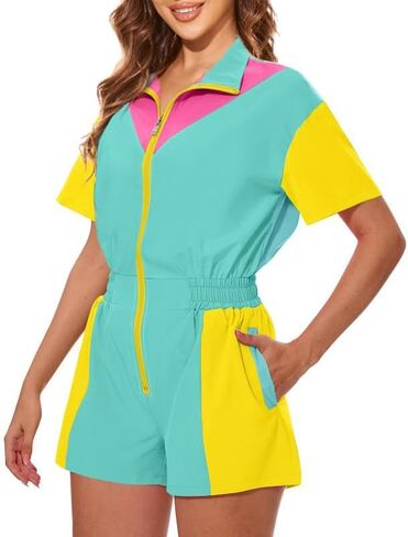 UOUA 80S Outfit Women 90s Phemsuit Costume One Point Track Suit Party Retro Clothing in Kuwait