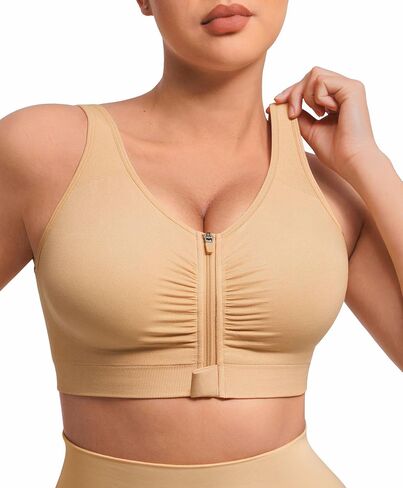 FeelinGirl Zip Front Closure Bras for Women No Underwire Compression Post Surgery Bra with Wide Adjustable Straps in Kuwait