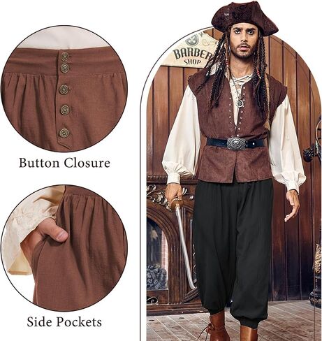 Pirate Pants for Men Pirate Costume Pant Renaissance Medieval Pant Halloween Costume Viking Pants Men in Saudi Arabia
