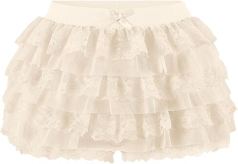 Women Y2K Lace Multi-Layered Bloomers, Lolita Ruffle Shorts, Sexy Short Pumpkin Pants, Elastic Waist Sweet Pettipants in Saudi Arabia