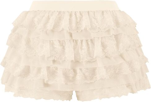 Women Y2K Lace Multi-Layered Bloomers, Lolita Ruffle Shorts, Sexy Short Pumpkin Pants, Elastic Waist Sweet Pettipants in Saudi Arabia