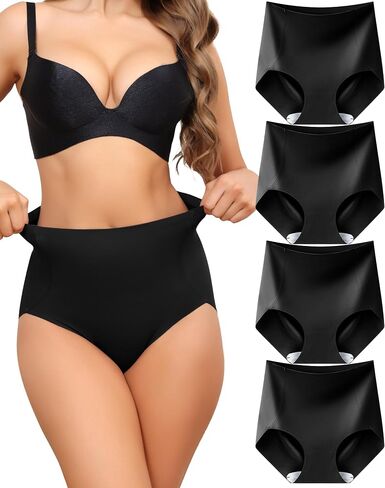 LEVAO Women Tummy Control Underwear, High Waisted Seamless Panties No Show Postpartum Briefs 4 Pack S-XXL in Saudi Arabia