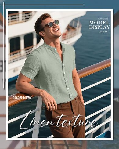 2 Pack Men's Short Sleeve Linen Shirts, Button Down Cotton Beach Vacation Casual Summer Tees in Saudi Arabia