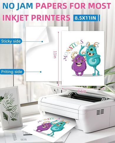 QYH Sticker Paper for Inkjet Printer - 160 Sheets Matte Printable Vinyl Sticker Papers 8.5x11 In Premium White Labels Waterproof Stickers for Cricut Dries Quickly & Tear Resistant Easy Weeding in Kuwait