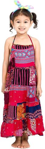 LOFBAZ Patch Summer Beach Long Dress for Little Girl Casual Cute Summer Clothes in Saudi Arabia