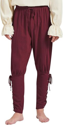زي Century Star Renaissance Pirate Pirate Pants Ren Faire Viking Colonial Colonial Halloween Coleded in Kuwait