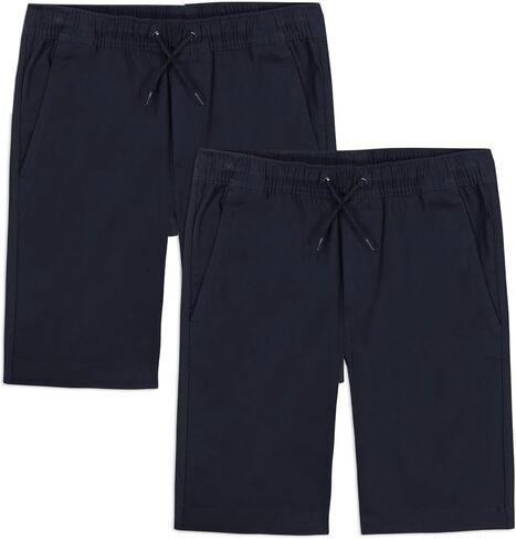 Boys' School Uniform Pull on Stretch Twill Shorts, Drawstring Waist, Multipack in Saudi Arabia