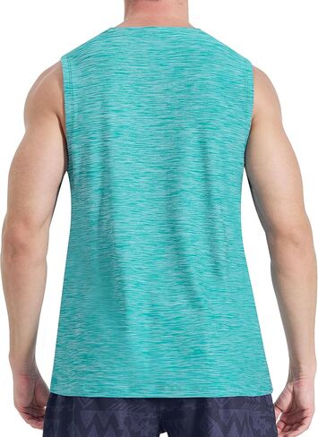 Men's Tank Tops Quick Dry Workout Muscle Gym Sleeveless Shirts UPF 50+ Sun Protection Running Beach Summer Swim Shirts in Kuwait