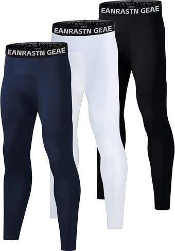 3 Pack Boys' Youth Compression Leggings Pants Tights Athletic Base Layer for Running Hockey Basketball in Kuwait