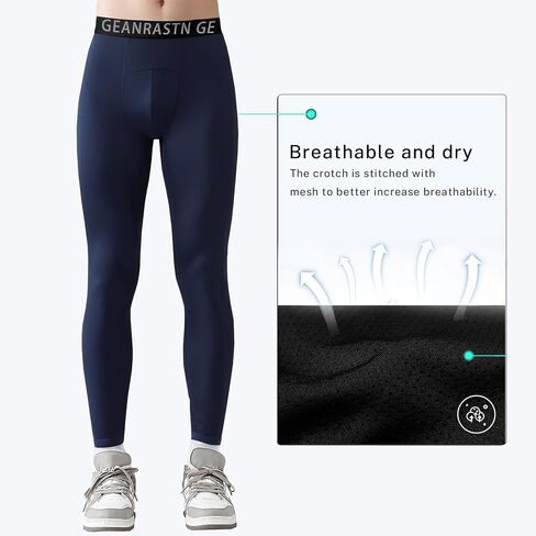 3 Pack Boys' Youth Compression Leggings Pants Tights Athletic Base Layer for Running Hockey Basketball in Kuwait