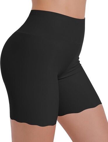 High-Waisted Slip Shorts for Under Dresses Women Anti Chafing Cooling Shorts Seamless Boyshorts with Scalloped Bottom in Saudi Arabia
