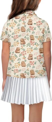 Girls Short Sleeve Golf Shirt Button Up Summer Tennis Shirts Golf Tops Outfit with Collar for Kids Teens Size 5-16 in Kuwait
