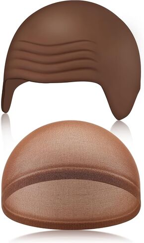 Syhood 2 Pieces Halloween Bald Cap Makeup Latex Bald Head Wig Caps Cosplay Costume for Adults in Saudi Arabia