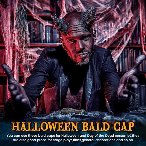 Syhood 2 Pieces Halloween Bald Cap Makeup Latex Bald Head Wig Caps Cosplay Costume for Adults in Saudi Arabia