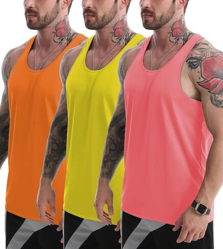 قمم دبابة الرجال Y-Back Muscle 3 Pack جاف ملائمة أكمامًا تجريبيًا قمم للرجال MESH MESS in Kuwait