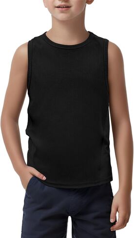 Haloumoning Boys Breathable Mesh Side Athletic Tank Tops Sleeveless Workout T-Shirts 5-14 Years in Saudi Arabia