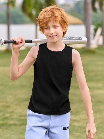 Haloumoning Boys Breathable Mesh Side Athletic Tank Tops Sleeveless Workout T-Shirts 5-14 Years in Saudi Arabia