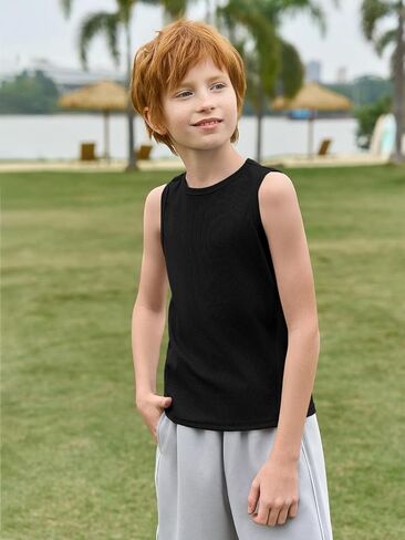 Haloumoning Boys Breathable Mesh Side Athletic Tank Tops Sleeveless Workout T-Shirts 5-14 Years in Saudi Arabia