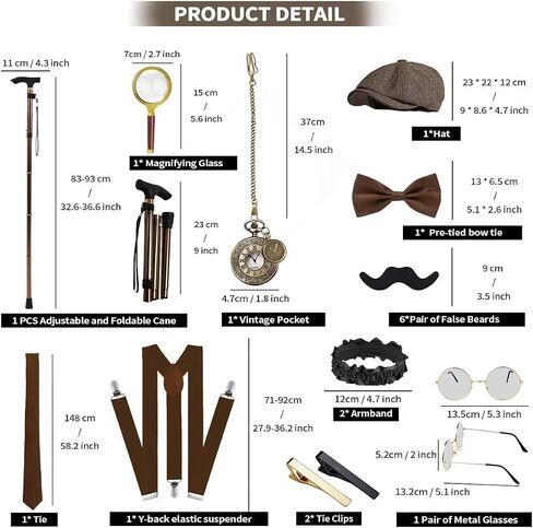 1920s Mens Costume Roaring 20s Costumes Accessories Set 1920s Vest Suspenders Hat Pocket Watch Tie in Kuwait