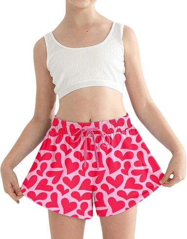الفتيات Skorts Flowy Butterfly Shorts SPANDEX 2 في 1 مع تنورة جيب للأطفال التنس ، الرياضية ، الجري من 5 إلى 13 سنة in Kuwait