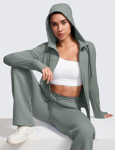 CRZ YOGA Butterluxe Womens Hooded Workout Jacket Athletic Running Zip Up with Back Mesh Vent and Thumb Holes in Kuwait