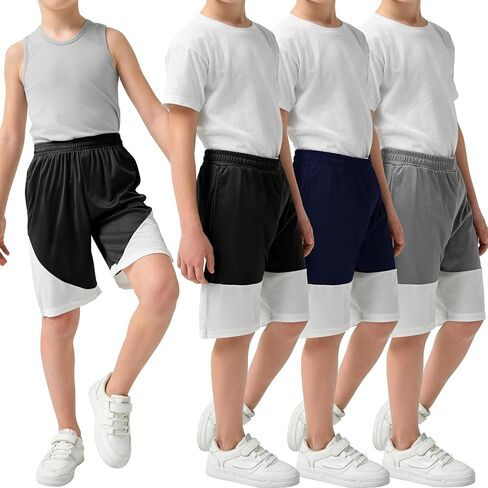 Jimonda Boys Shorts Boys Athletic Shorts Basketball Shorts Quick Dry Kids Youth Soccer Shorts with Pockets 4 Packs 7-15Years in Saudi Arabia