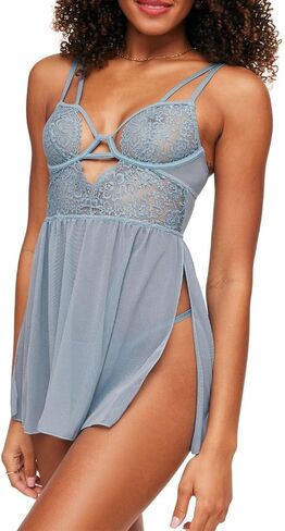 Adore Me Rae Babydoll Dress & G-String Thong - XS-4X Regular & Plus-Size Lace Lingerie Set, Underwire Plunge Bra & Thong in Saudi Arabia