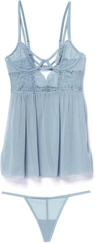 Adore Me Rae Babydoll Dress & G-String Thong - XS-4X Regular & Plus-Size Lace Lingerie Set, Underwire Plunge Bra & Thong in Saudi Arabia