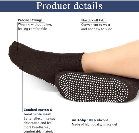 Geyoga 5 Pairs Men Non Slip Socks Women Anti Skid Slipper Barre Socks with Cushion Unisex for Yoga Pilates Barre Home Workout in Saudi Arabia