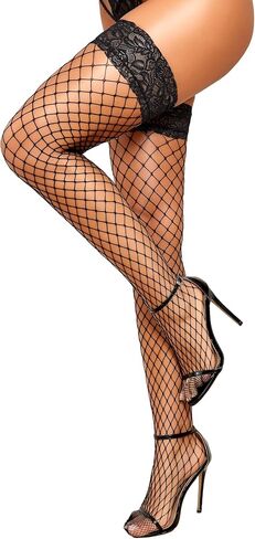 RSLOVE Lace Top Fishnet Thigh High Stockings - Sexy Stockings for Women Antiskid Silicone Stay Up Pantyhose in Saudi Arabia