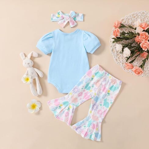 أول ملابسي في عيد الفصح 3pcs Baby Boys Girls Long/Short Sleeve Brunny Print Romper Tops Tops Pants مجموعة عيد الفصح in Kuwait