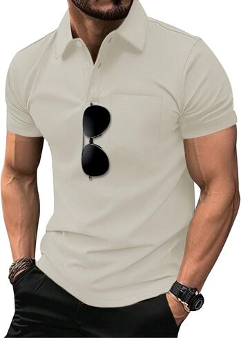 SCODI 5 Pack Mens Pocket Polo Shirts Short Sleeve Multipack Golf Shirt for Men Moisture Wicking Casual Athletic Work T-Shirts in Kuwait