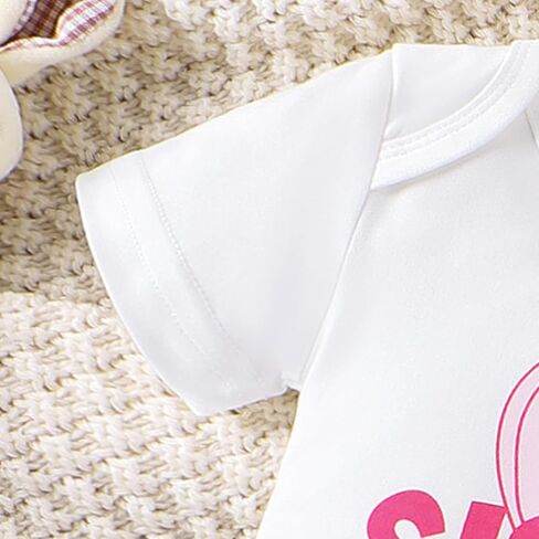 My First Easter Outfits 3Pcs Baby Boys Girls Long/Short Sleeve Bunny Print Romper Tops Pants Set Easter Outfit in Kuwait