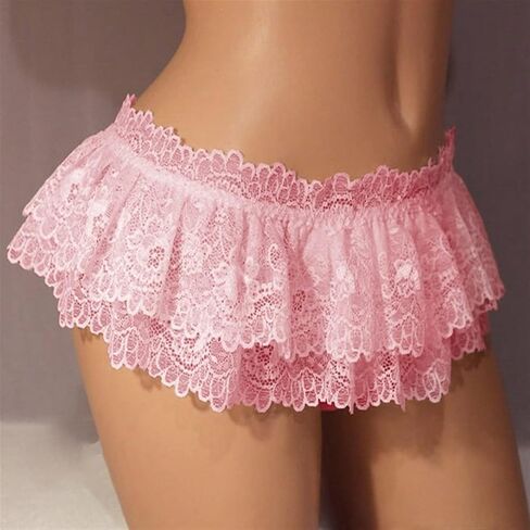 Men's Panties Sissy Cross Dressing Underwear Sexy Soft Ruffled Skirt Sissy Lace（One Size : 1Pc in Saudi Arabia