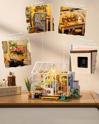 Rowood Miniature House Kits for Adults,DIY Mini House Building Kit,Wooden Dollhouse Kit with LED for Kids Teens Beginners as Birthday (Tipsy Restaurant) in Kuwait