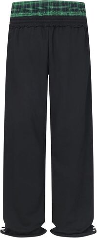 Aelfric Eden Baggy Wide Leg Sweatpants for Women Plaid Patchwork Sweat Pants Loose Long Pants with Pockets in Saudi Arabia