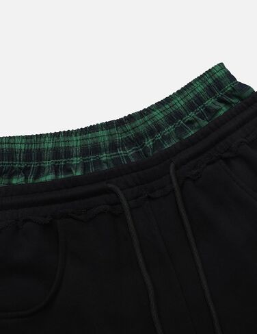 Aelfric Eden Baggy Wide Leg Sweatpants for Women Plaid Patchwork Sweat Pants Loose Long Pants with Pockets in Saudi Arabia